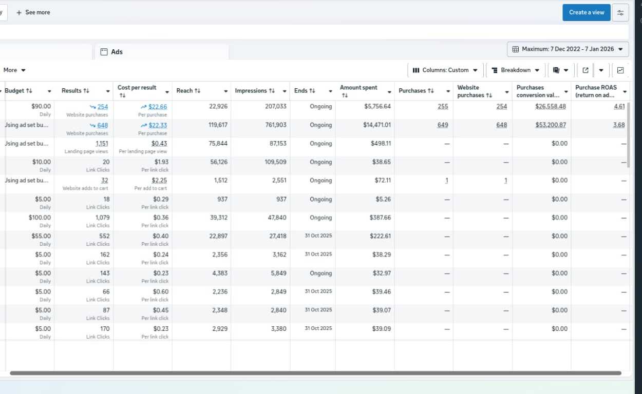 Client results screenshot